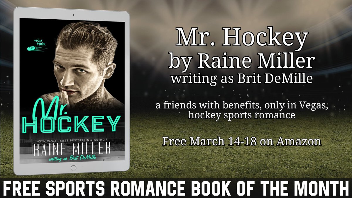 The March FREE sports romance book of the month is MR. HOCKEY by Raine Miller! Grab your copy of this hotheaded winger and the damsel-in-distress, friends with benefits, he falls first, superhero hockey romance now through March 18 on Amazon: geni.us/mrhockey