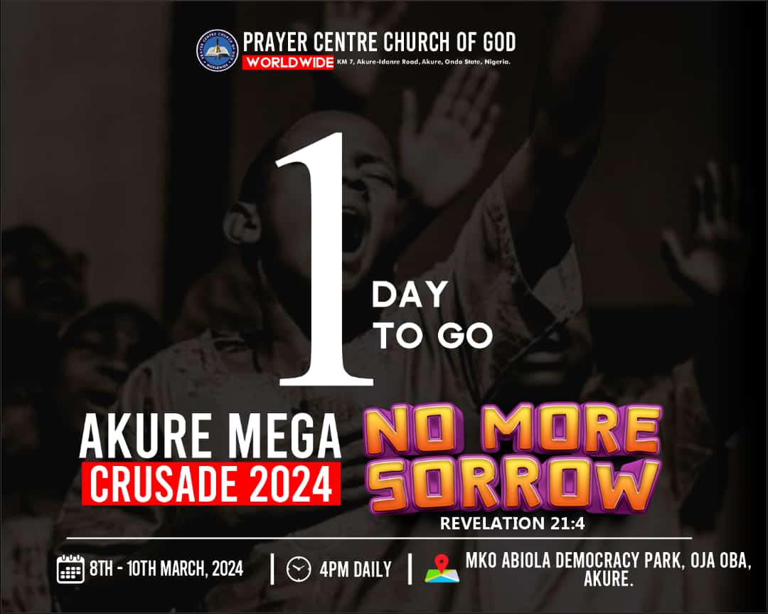 Pccgofficial's tweet photo. Hurry up now. Tell your neighbor and prepare for Akure Mega Crusade. Jesus is Lord. https://t.co/u1kZlyYnj5