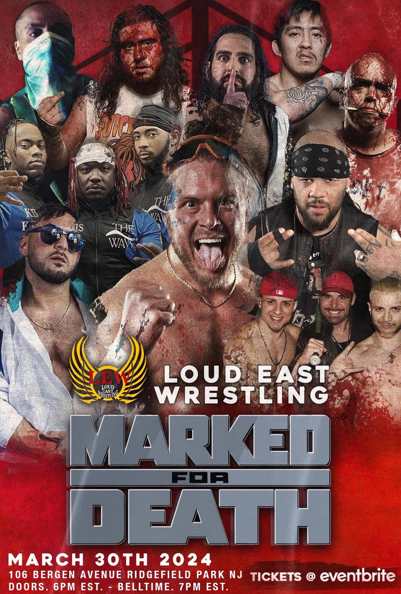 LoudEast Wrestling (@loudeast_) on Twitter photo Loud East Wrestling presents
Marked For Death coming March 30th 2024 live @ the Mecca
Tickets below.
tinyurl.com/MFDLoudEast
<a href="/JANELABABY/">“The Bad Boy” Joey Janela</a>
<a href="/OGGhostshadow/">Ghostshadow7000</a>
<a href="/AnthonyGangone/">DR❌SLEEP 💤</a>
<a href="/TheJimmyLLoyd/">Jimmy LLoyd</a>
<a href="/JohnnyKashmere/">JohnnyKashmere</a>
@THENUBACKSEATZ
<a href="/theonlyoya/">𝖞𝖔𝖞𝖆.𝖓𝖊𝖙</a>
<a href="/DominickDenaro/">Dominick Denaro</a>
And many more…. Loud East Wrestling presents
Marked For Death coming March 30th 2024 live @ the Mecca
Tickets below.
tinyurl.com/MFDLoudEast
<a href="/JANELABABY/">“The Bad Boy” Joey Janela</a>
<a href="/OGGhostshadow/">Ghostshadow7000</a>
<a href="/AnthonyGangone/">DR❌SLEEP 💤</a>
<a href="/TheJimmyLLoyd/">Jimmy LLoyd</a>
<a href="/JohnnyKashmere/">JohnnyKashmere</a>
@THENUBACKSEATZ
<a href="/theonlyoya/">𝖞𝖔𝖞𝖆.𝖓𝖊𝖙</a>
<a href="/DominickDenaro/">Dominick Denaro</a>
And many more….