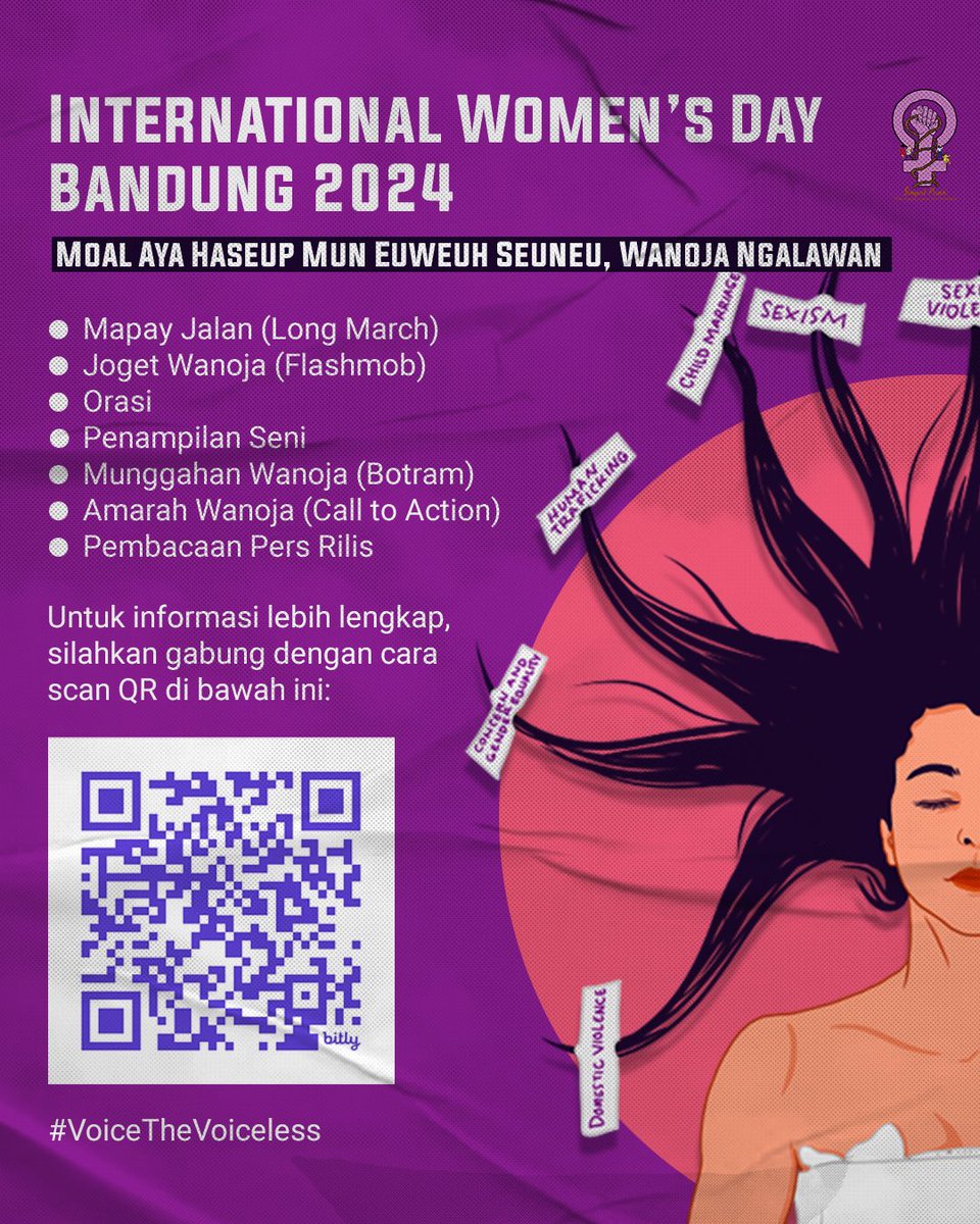 simpulpuan's tweet photo. INTERNATIONAL WOMEN’S DAY BANDUNG 2024 

Seruan Aksi! 
Besok, 8 Maret 2024
Titik Kumpul: Taman Cikapayang DAGO
Titik Aksi: Gedung Sate Bandung

BAWA POSTER TUNTUTAN TERBAIKMU! 

Let’s it on!❤️ https://t.co/idu1o8O31b
