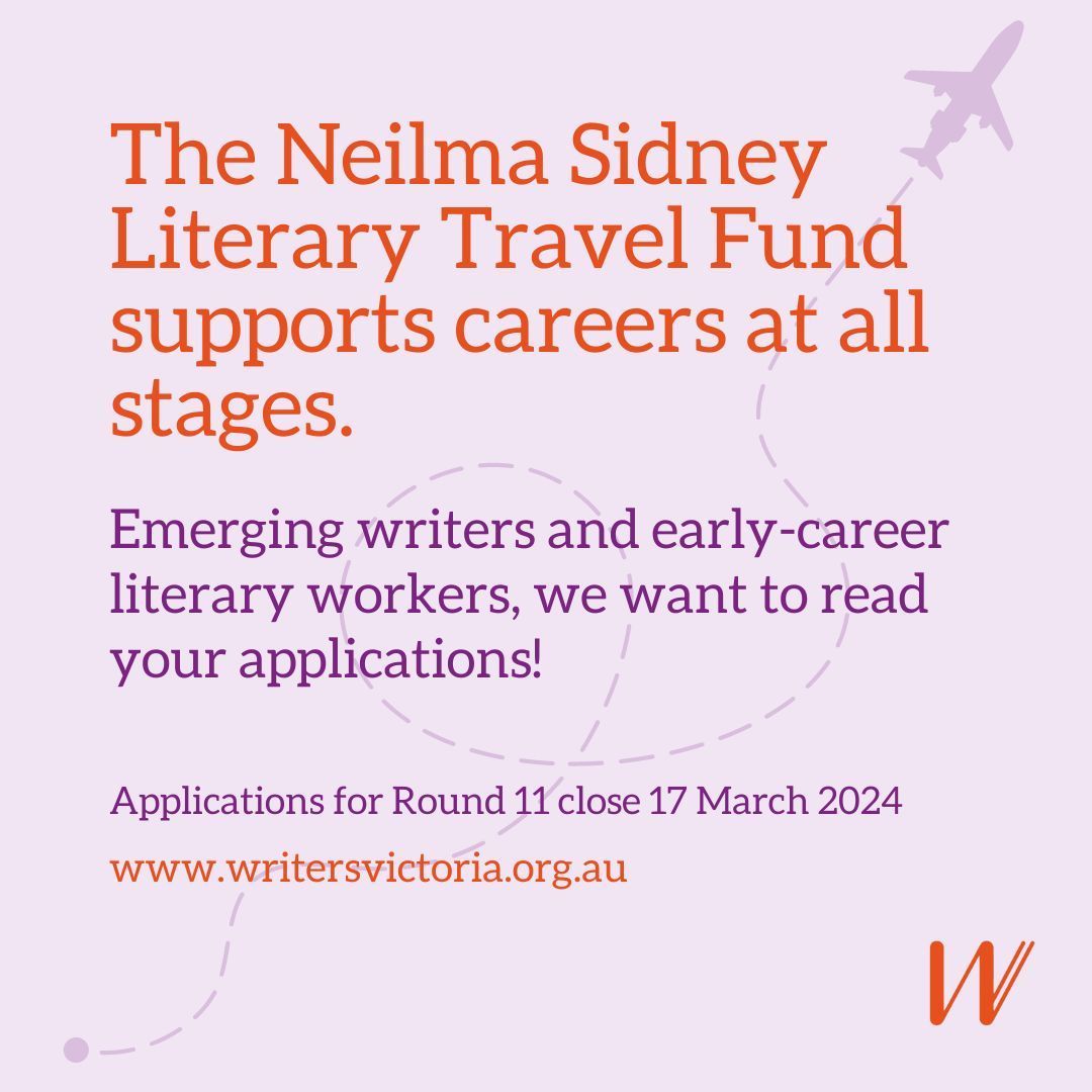 Less than two weeks until applications close for Round 11 of the Neilma Sidney Literary Travel Fund. Grants between $2,000 and $10,000 support professional development for literary professionals through travel. Apply now buff.ly/44fDQ1u