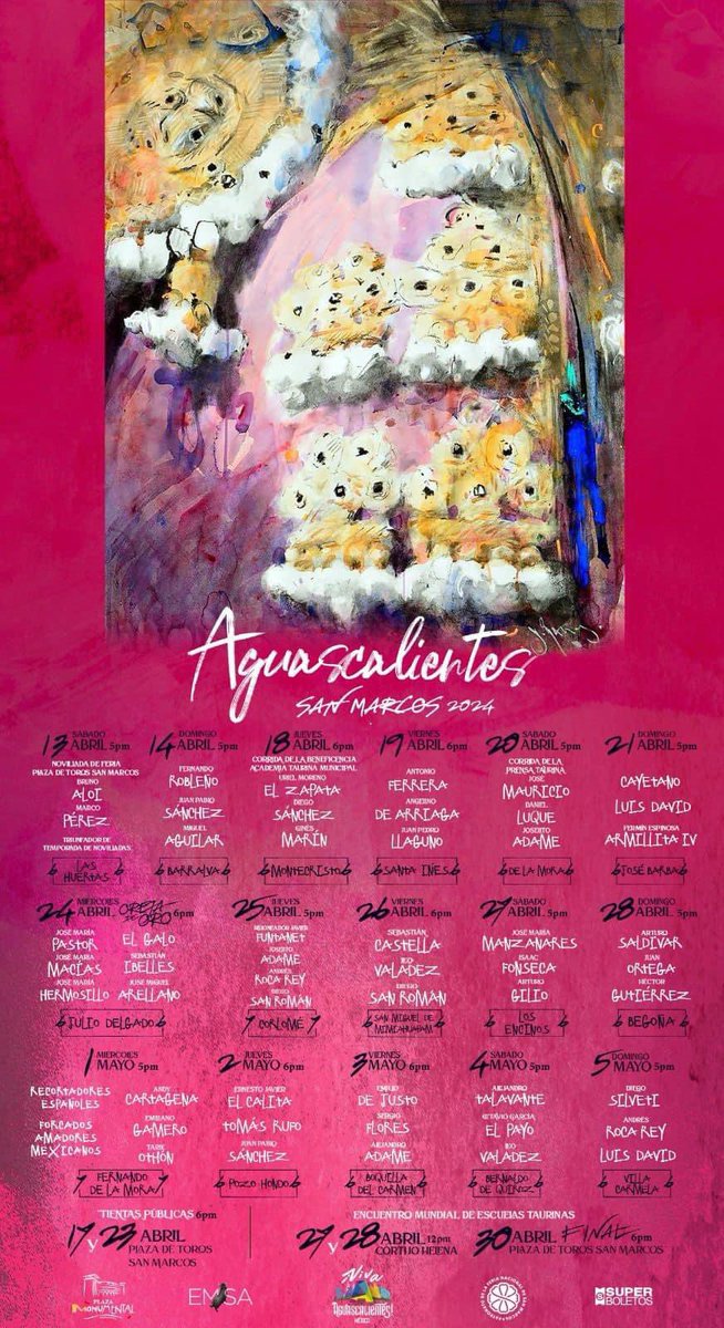 FNSM_Oficial's tweet photo. Te presentamos el Serial Taurino de la Feria más grande e importante de México, disfruta de la cultura y el arte de la fiesta brava ¡Viva Aguascalientes! #FNSM2024 https://t.co/Ep21wb215l