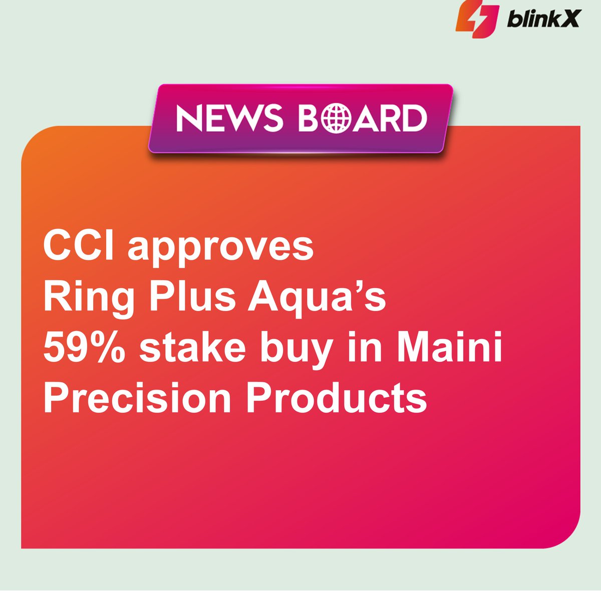 The proposed combination inter alia envisages the acquisition of 59.25% shareholding in MPPL by RPAL.

#CCI #Raymond #CompetitionCommission #company #acquisiiton #stockmarkets #investing #trading #finance #research #MadeForTheMarket #blinkX #getblinkX