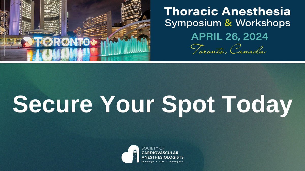 #SCATAS2024 will be here soon! Secure your spot today to learn more about critical topics and advances in the field of thoracic anesthesia. Learn more + register here: buff.ly/3LUJpJR