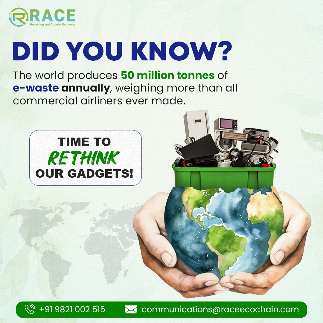 Let's talk numbers! The world is burdened with a whopping 50 million tonnes of electronic waste ever! It's time to take action and rethink our tech habits. Enter Raceecochain, your partner in plastic recycling.