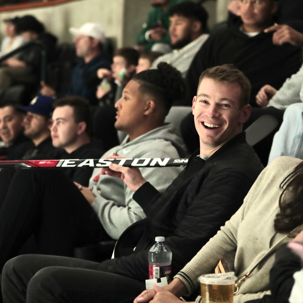 Easton Stick with an Easton stick 🏒 Great to see the @Chargers QB in the house! #FlyTogether