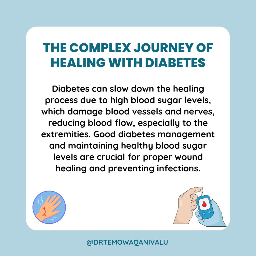 Managing diabetes is key to healing and overall health. Stay vigilant with blood sugar levels to aid recovery and prevent complications. #DiabetesAwareness  #HealthyLiving  #ChronicIllnessManagement #kilionitemowaqanivalu  #temowaqanivalu #temowaqanivalureviews #waqanivalu