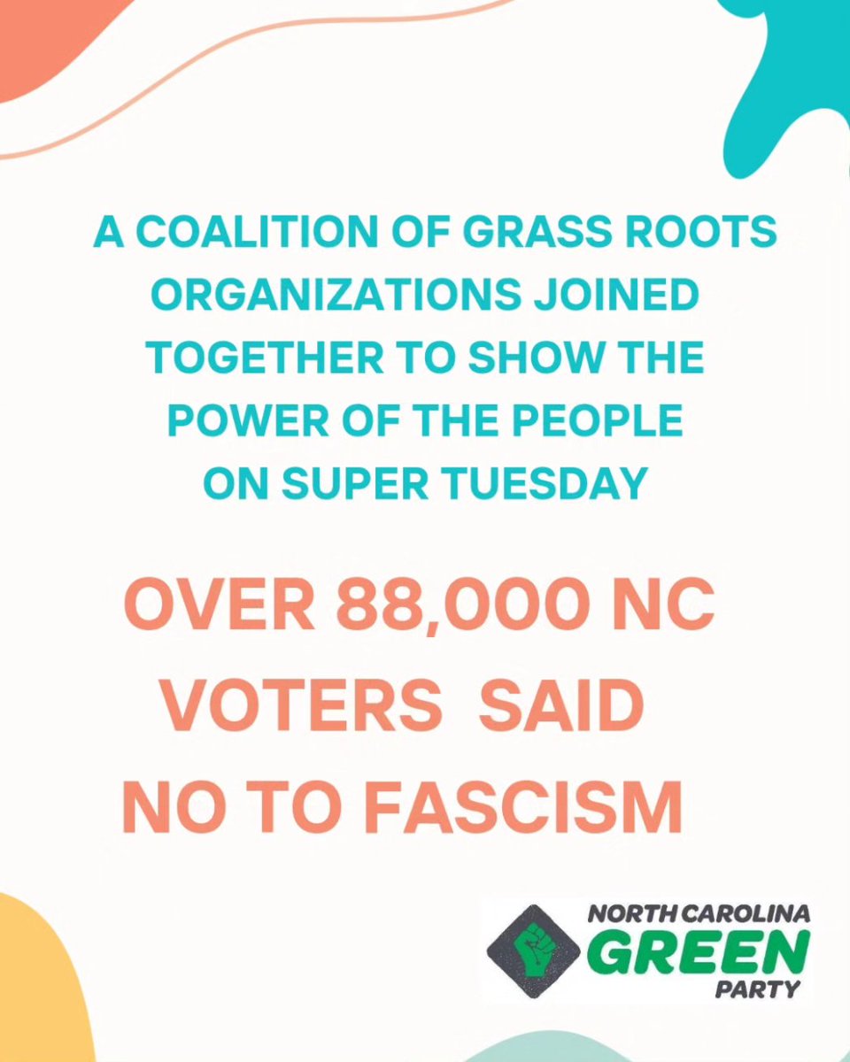 NorthCarolinaGP's tweet photo. Thanks to all the NC voters for standing up against genocide.
#NoPreferenceYall #NoPreferenceNC #CeasefireNC #NCprimary #VoteNoPreferenceNC #March5 #NCSaysNo2GenocideJoe #NC4Palestine #United4Palestine #Greens4Palestine https://t.co/vSik7aOC11