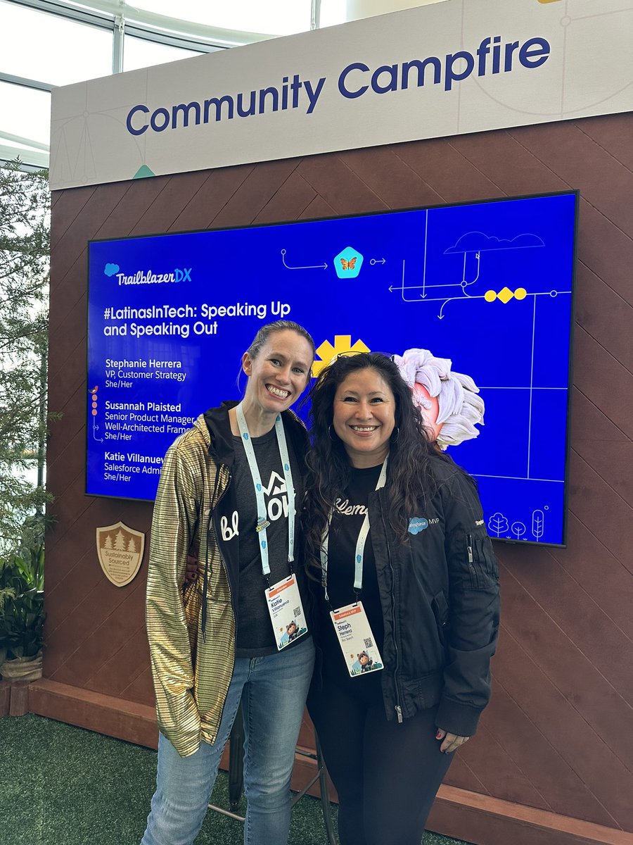 Shoutout to @sunnydalelow @steph_herrera_ and @Catptains_Log for one of the most powerful #TDX24 talks I’ve ever attended. The stats about the gender pay gap for Latinas and combining recs for how to move forward where everything. We treasure these @salesforce Trailblazers.