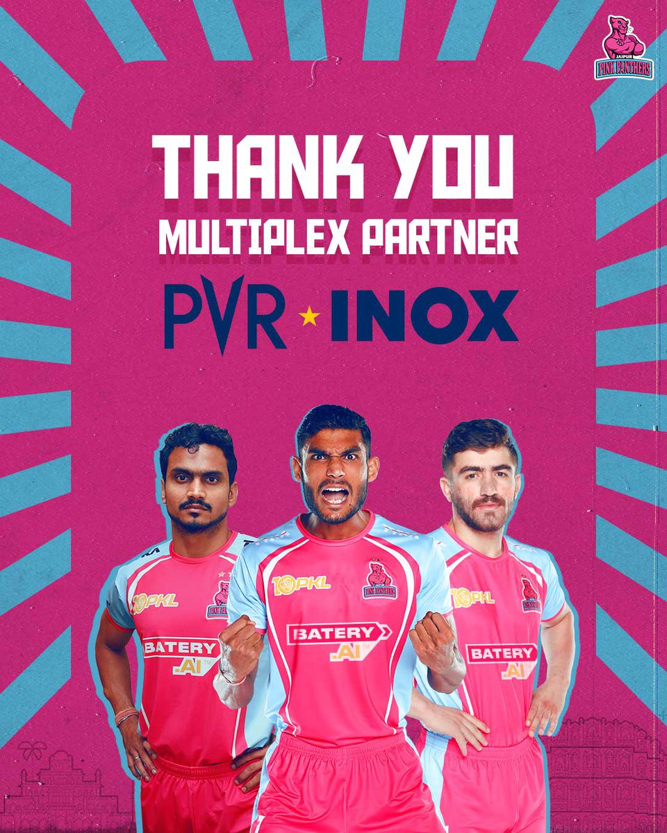 JaipurPanthers's tweet photo. Thank you @_PVRCinemas for keeping us entertained with our favourite movies ๐ฟ๐๏ธ
#JPP #PKLSeason10 #RoarForPanthers #Kabaddi #MultiplexPartner https://t.co/rW2N02Y5q9