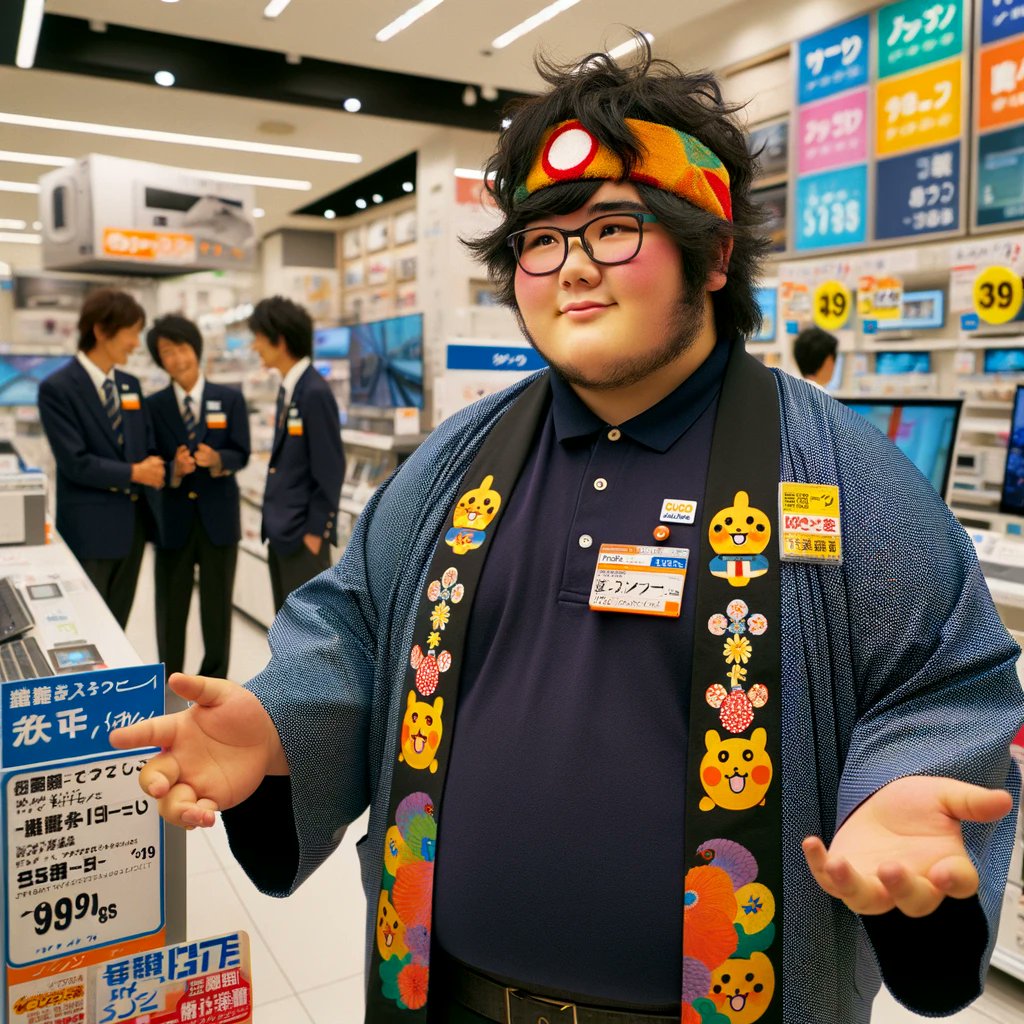 runga87's tweet photo. https://t.co/Zkn2ygxWYh 

fattest man in Home electronics retail store
New 5 photos

新生活応援!!
家電量販店の店員さんの図
はっぴが可愛い

#ガチムチ #ssbhm #superchub #AIイラスト #_AI #chubbyjapanese #デブ専さんと繋がりたい #デブ専女子 #家電量販店 https://t.co/frKxby0Lgf