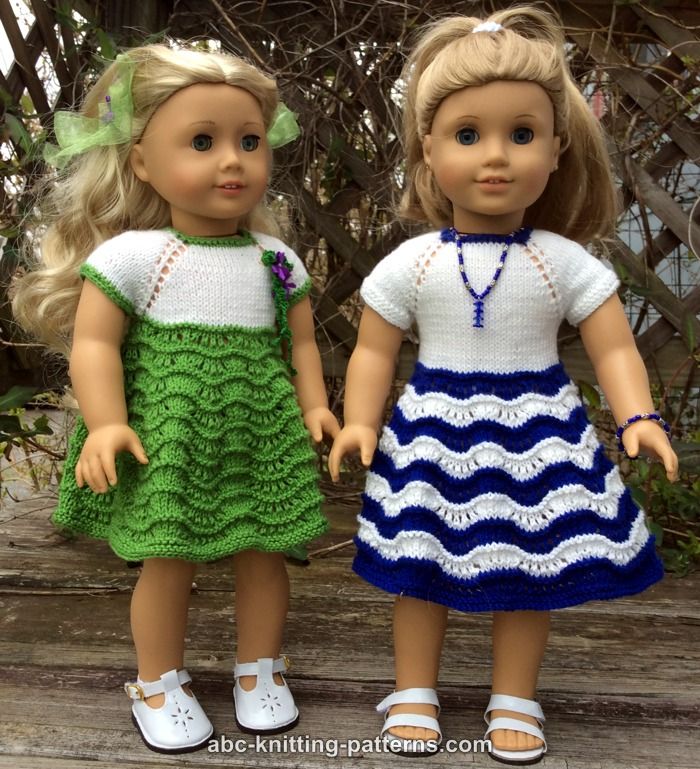 Doll Ocean Waves Summer Dress free knitting pattern abc-knitting-patterns.com/1429.html #knitting #abcknitting