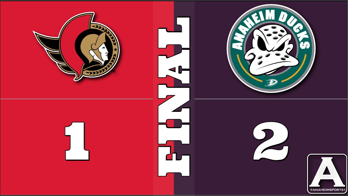 AnaheimSports1's tweet photo. Ottawa Senators 1 - Anaheim Ducks 2 🏒✅
Lukas Dostal 29/30 SOG SV 0.967%
Goals: Strome Killorn
Next: Fri 3/8/24 7P DAL/ANA Honda Center🚧
#OTTvsANA #LetsGoDucks #FlyTogether https://t.co/fMg1wEyByT