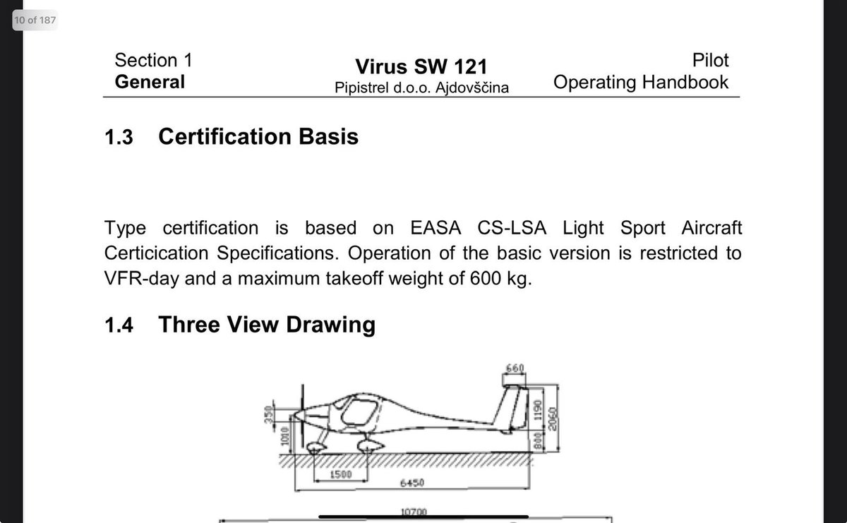 A basic google search yields the Pipistrel Virus SW121 POH

Section 1.3 
The manufacturer themselves have type certified as per EASA Light Sport Aircraft specifications.