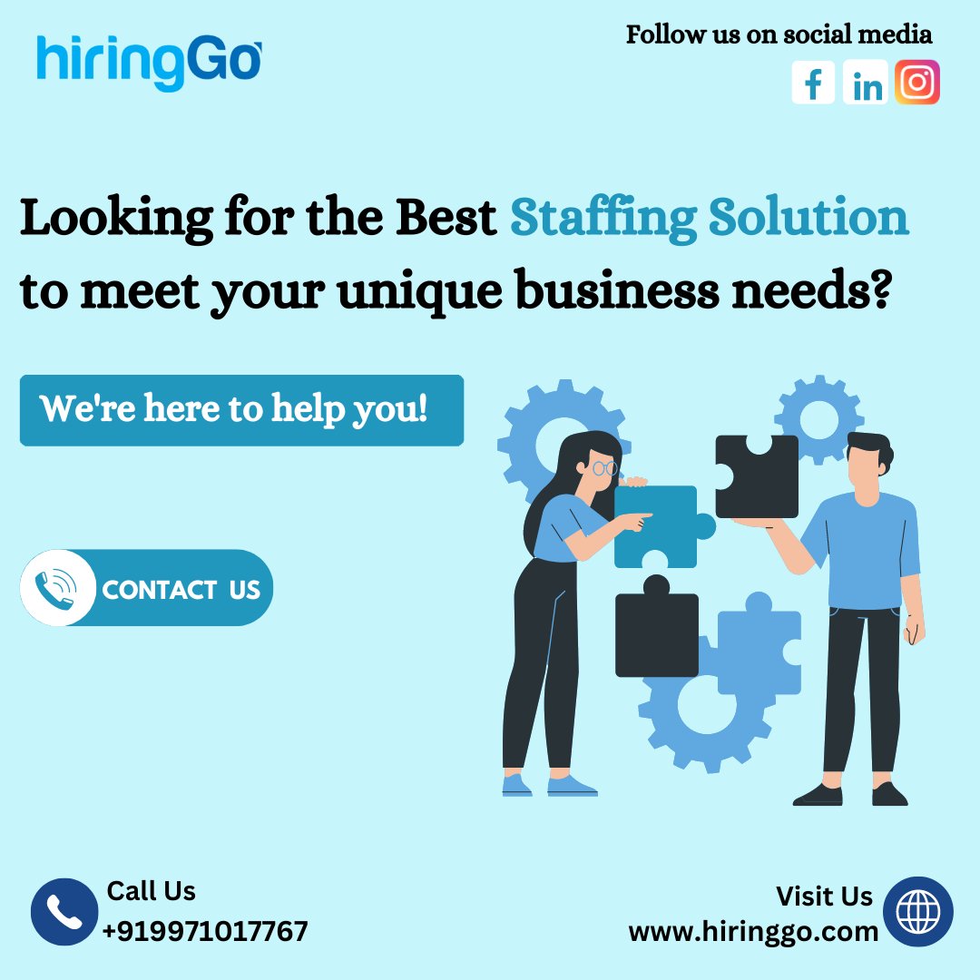 HiringGo's tweet image. Unlock the power of tailored staffing solutions with HiringGo! 🌟 Let us find the perfect fit for your business needs, ensuring success and growth every step of the way.  #StaffingSolutions #TailoredRecruitment #HiringGo
hiringgo.com
hello@hiringgo.com
+91-9971017767