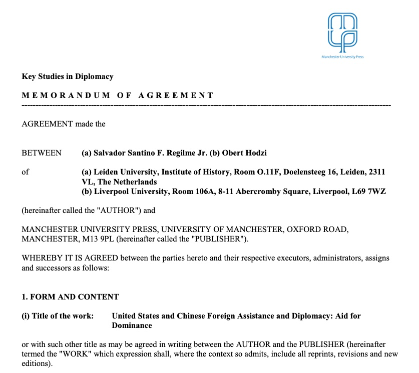 santinoregilme's tweet photo. My coauthored book project with Dr @oberthom (Liverpool University), "United States and Chinese Foreign Assistance and Diplomacy: #AidForDominance", is now contracted by Manchester University Press. The book provides the first systematic comparative framework for understanding foreign aid programs, official finance, and public diplomacy of China and the United States in the 21st century.