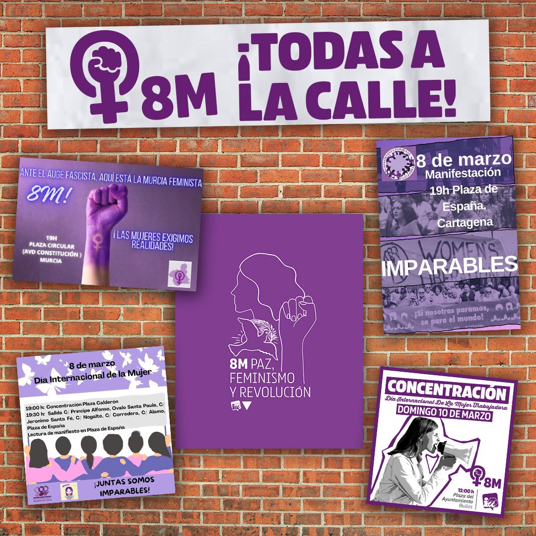 IUVRM's tweet photo. ♀️ Ante el auge del fascismo, este #8Marzo las feministas de la #RegióndeMurcia salimos a por la paz, feminismo y a por la revolución!

Únete a las convocatorias en:
📍#Murcia ⏰️19h
📍#Cartagena ⏰️19h
📍#Lorca ⏰️18 y 19.30h

#8M #DiaInternacionalDeLaMujerTrabajadora https://t.co/MmURDM8yrD