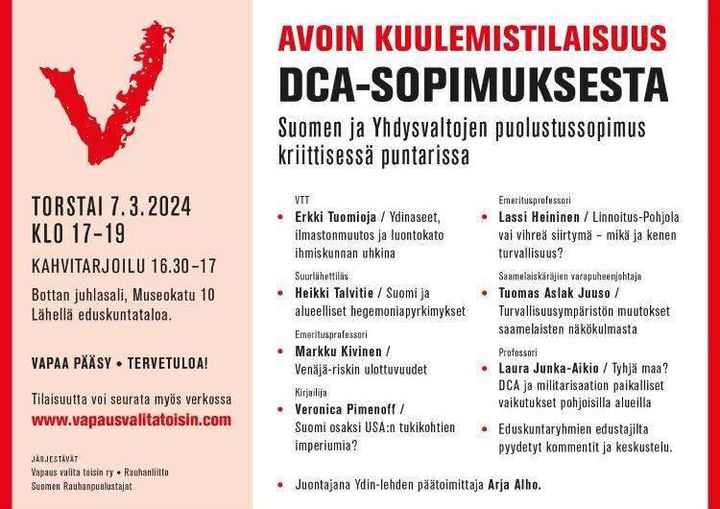 Finnsanity's tweet photo. Tänään torstaina Avoin kuulemistilaisuus
DCA-sopimuksesta
to 7.3.2024 17:00 Bottan juhlasali :
https://t.co/pAhyGWhMdg
#nato #dca #dcasopimus #vallankaappaus #armeija #cia #darpa #helsinki #eduskunta @suomeneduskunta #halitus #persut #demarit #vasemisto @demarit @vasemmisto https://t.co/mryHnHBB38