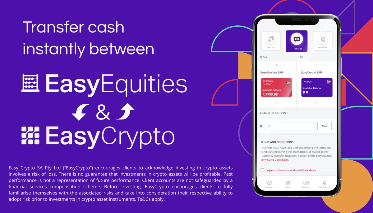 Crypto markets are popping off📈🟢

FYI-Internal ZAR transfers between your #EasyCrypto and #EasyEquities ZAR wallet are quick and #Easy. 💡

Crypto markets moving and you want to catch that move?  Got spare cash on #EasyEquities and want to pick up a rocketing #Altcoin? 🔀 📈 💎