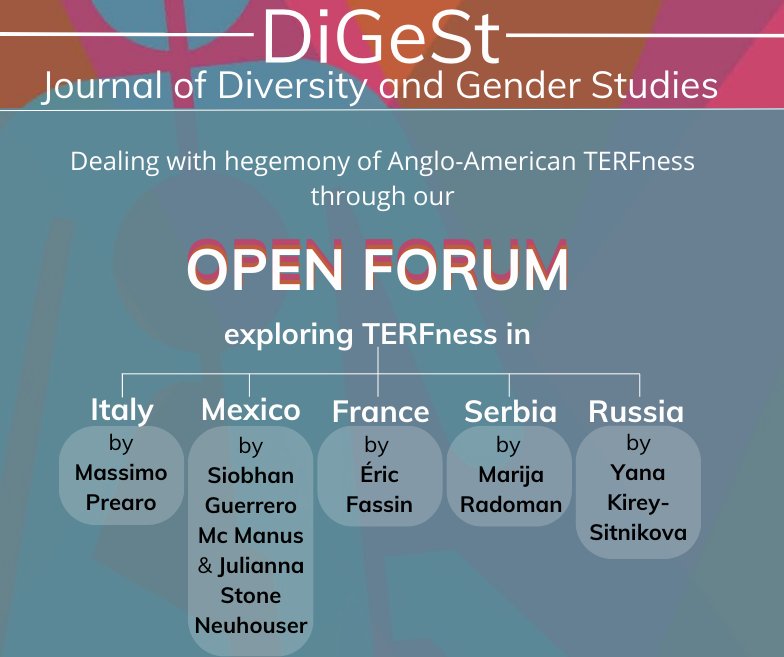 Our Open Forum discusses T*rfness in various countries
- <a href="/massimoprearo/">Massimo Prearo</a> explores T*rfness in Italy
- Siobhan Guerrero Mc Manus &amp; Juliana Neuhouser in Mexico
- <a href="/EricFassin/">Eric Fassin</a> in France
- @marijaradoman in Serbia
- Yana Kirey-Sitnikova in Russia

read more: digest.ugent.be/issue/25700/in…