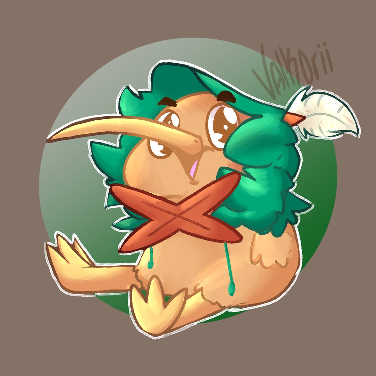 A kiwi as a Decidueye for my good lovely friend, <a href="/nikobeckwith/">Nick Beckwith</a> !! <3