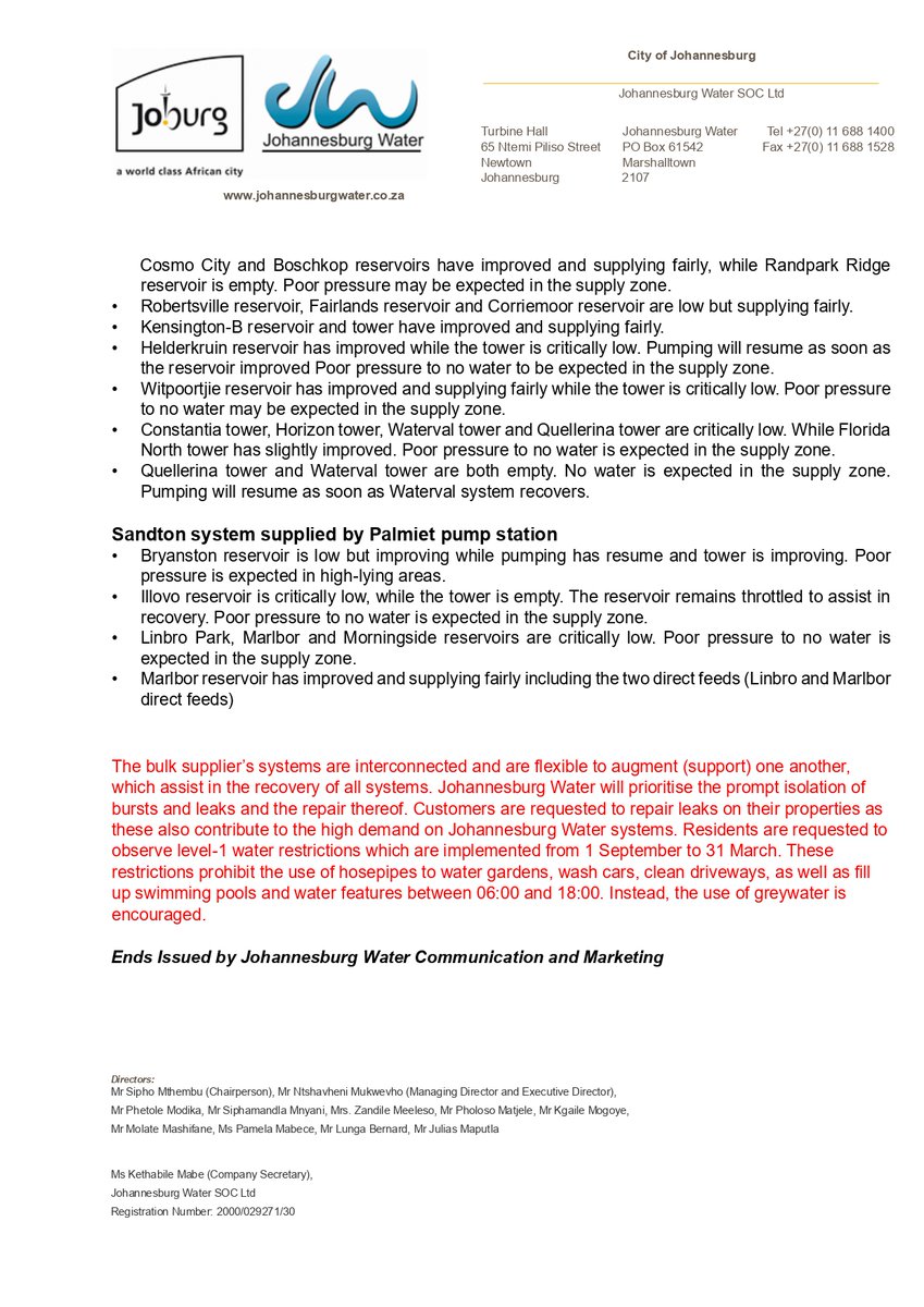 Johannesburg Water tweet media