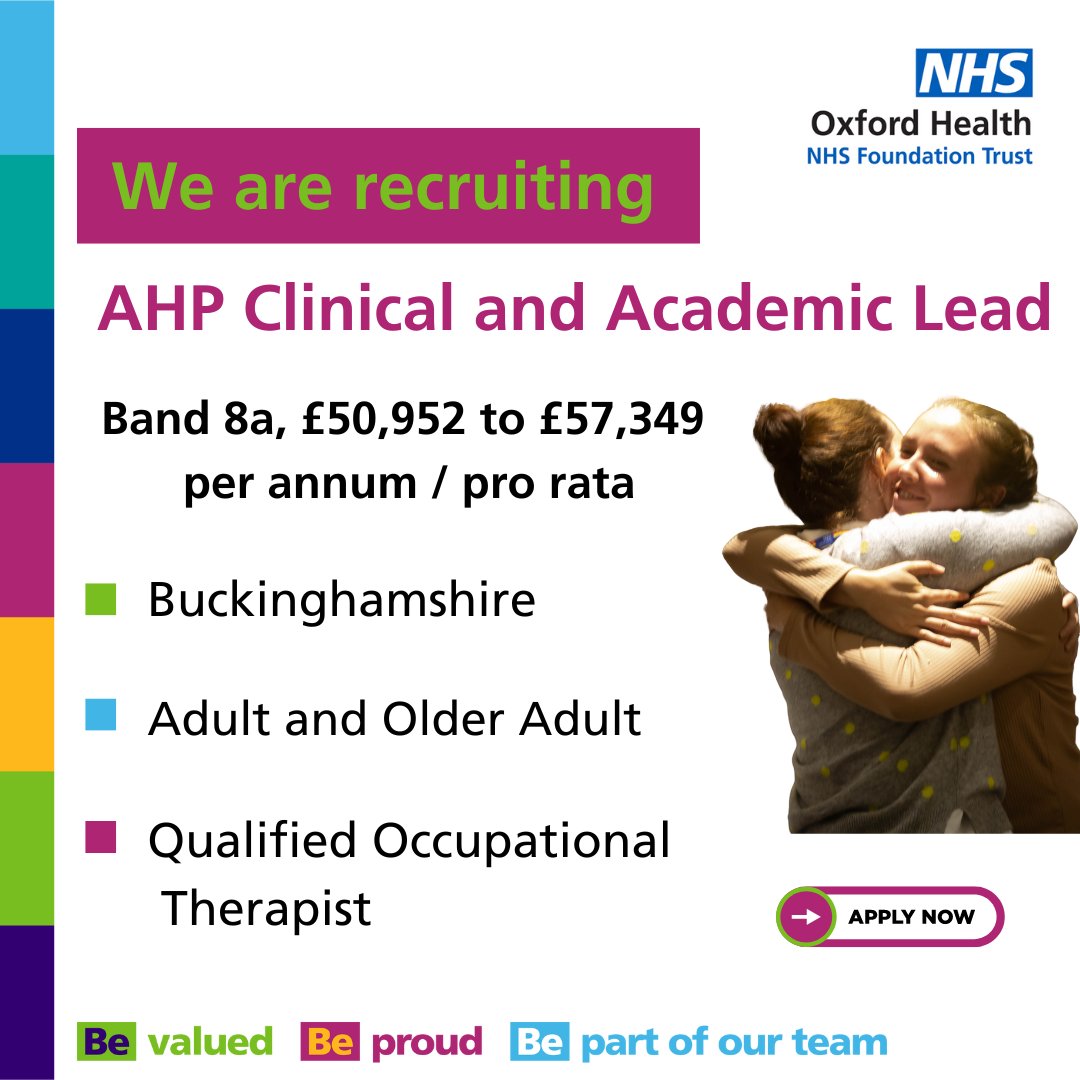 Are you an Occupational Therapist looking for your next career move? If so, apply today! 💻Apply now –loom.ly/useQ7cM 📅Closing date – 12th March 📍Location – Buckinghamshire #AlliedHealthProfessional #Research #Clinical #BeValued #BeProud