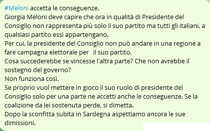 Nel Paese dei #sottosopra accade che un Governo anziché occuparsi dei problemi di tutta la Nazione si tuffa nelle campagne elettorali regionali tralasciando tutto il resto!
#MeloniDimettiti