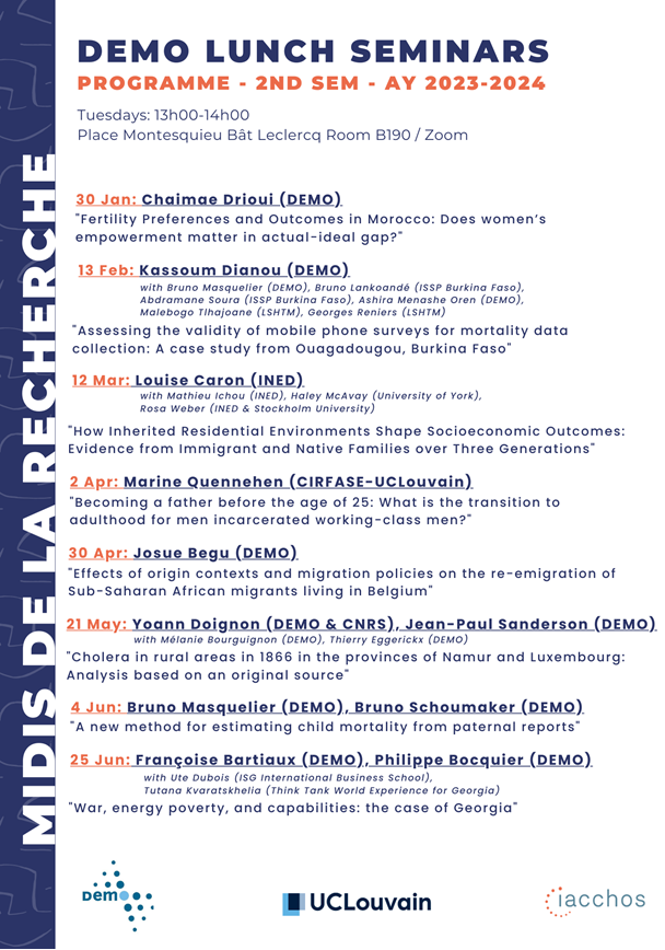 DemographieLLN's tweet photo. 🥳The new program of the DEMO #LunchSeminars is out!

Join us as we dive into intriguing topics on #population studies. 

⏬Check out our program and don't miss the chance to join either on-site or online. See you there!

#poptwitter #popX https://t.co/mt69SHbN8f