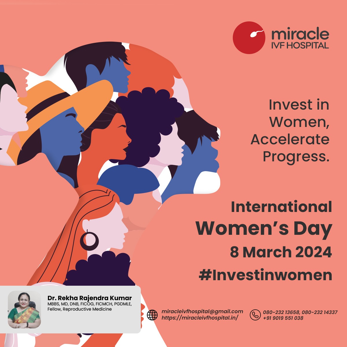 miracle_ivf's tweet photo. Today, let's reaffirm our commitment to women's empowerment and gender parity. Let us invest in women &amp; uplift their voices for a brighter, more inclusive future.
Happy International Women's Day!

#InvestinWomen #InternationalWomensDay #MiracleIVF #Miracleivfhospital https://t.co/LIgZaky1co