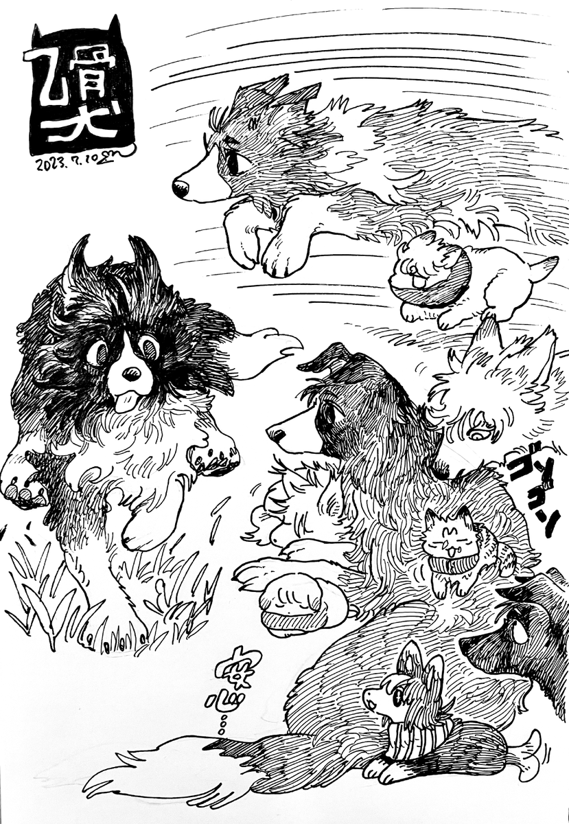 新しい絵描けなかったのでお気に入りの乙犬先輩再掲します🐶(獣化) 
