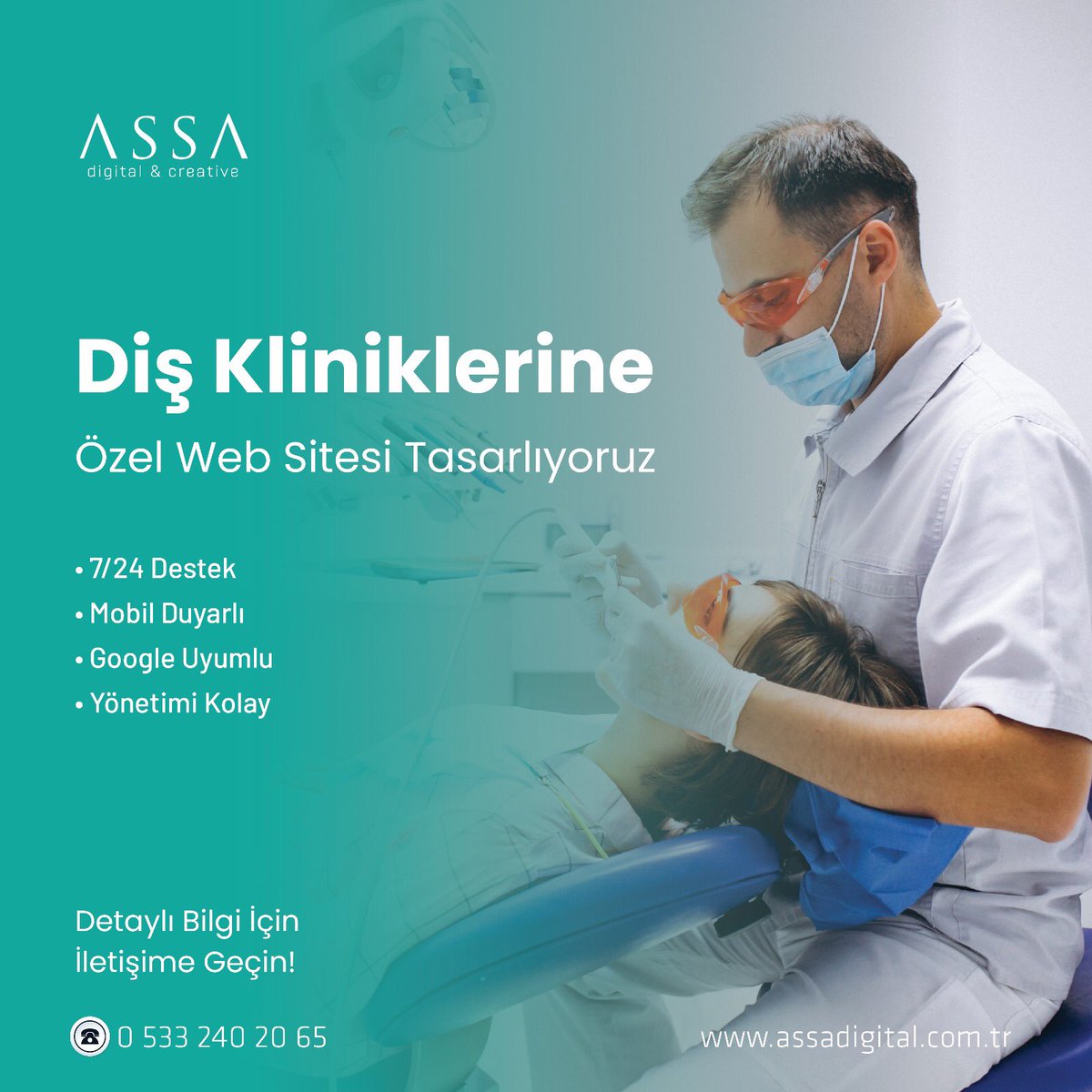 ✨ Diş Kliniklerinize Özel Web Sitesi Tasarlıyoruz!

🔹 Özel Tasarım
🔹 Kullanıcı Dostu Arayüzler
🔹 SEO Optimizasyonu
🔹 Mobil Uyumluluk
🔹 Güvenli ve Hızlı Erişim

İletişim için DM atabilir veya web sitemizi ziyaret edebilirsiniz: 

📞 0533 240 20 65

🌐 assadigital.com.tr
