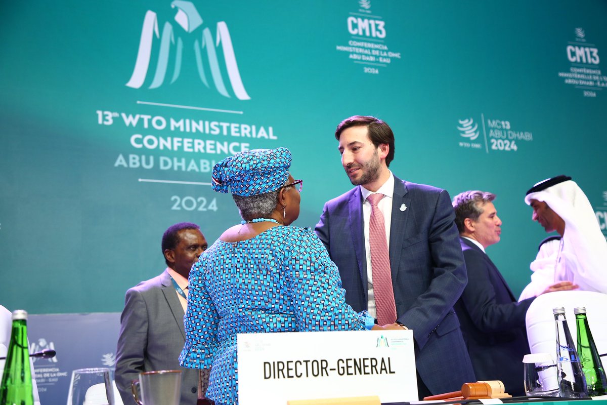 It was truly an honor to serve as Secretary of the <a href="/WTO/">WTO</a>’s Ministerial Conference - #MC13 in 🇦🇪.

While facing turbulent times, unleashed wars, and a shifting geopolitical context, the results of #MC13 signal unity, cooperation and renewed trust in the multilateral trading system.