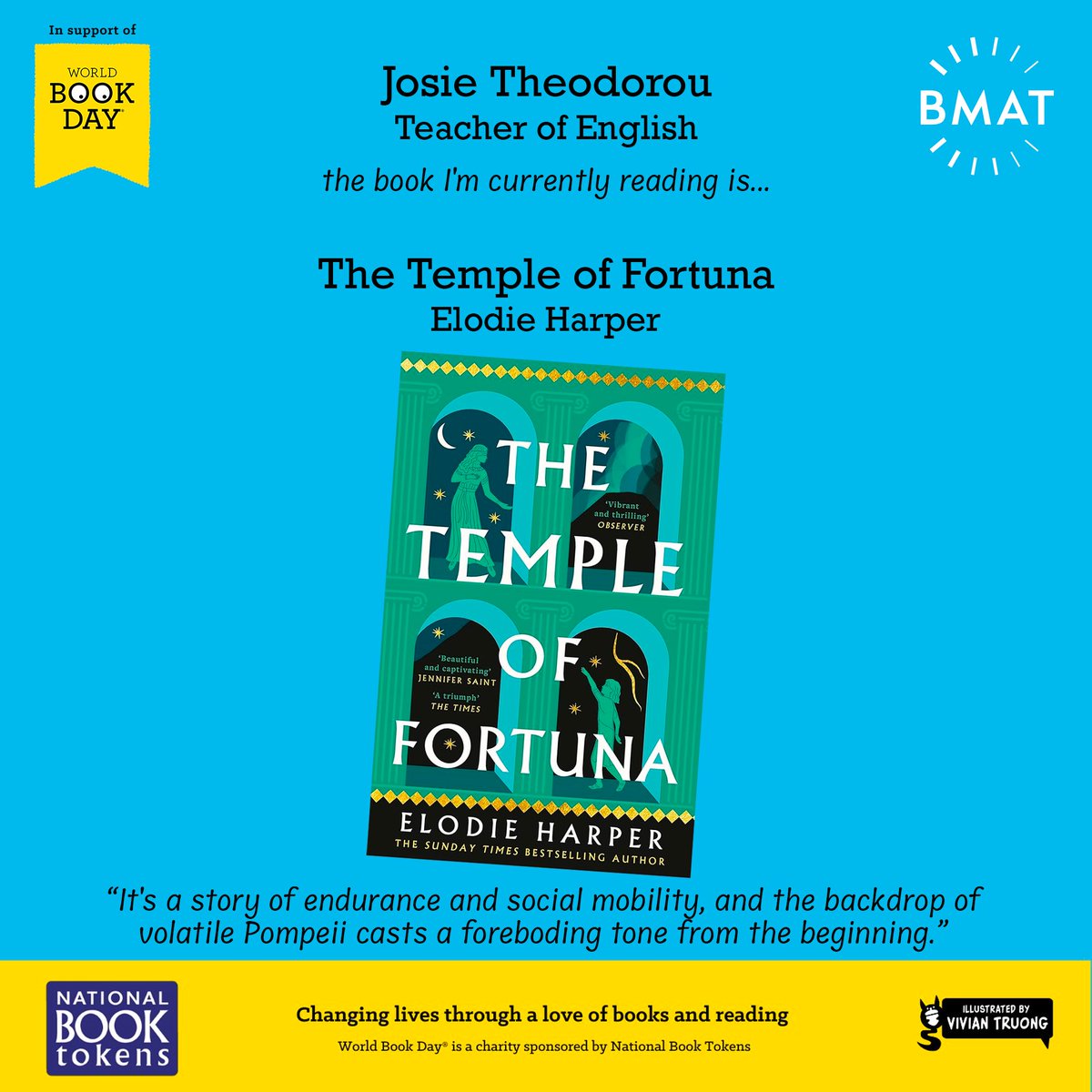 Happy #WorldBookDay2024! Josie Theodorou is currently reading The Temple of Fortuna by @ElodieITV

📚 <a href="/WorldBookDayUK/">World Book Day UK 📚</a> 
 
💬 "It's a story of endurance and social mobility, and the backdrop of volatile Pompeii casts a foreboding tone from the beginning."