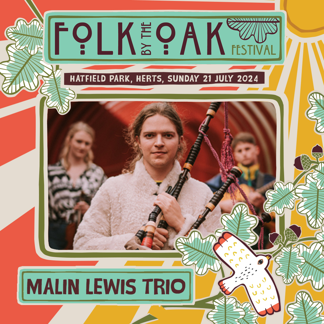 🌟#3 of 13 – Line-Up in our New Look! Malin’s unique sound is born from the deep connection that comes with making & composing for their own instrument. Feat Sally Simpson on fiddle & Ali Hutton on guitar, we can't wait to hear this exceptional trio on our Acorn Stage! 👏