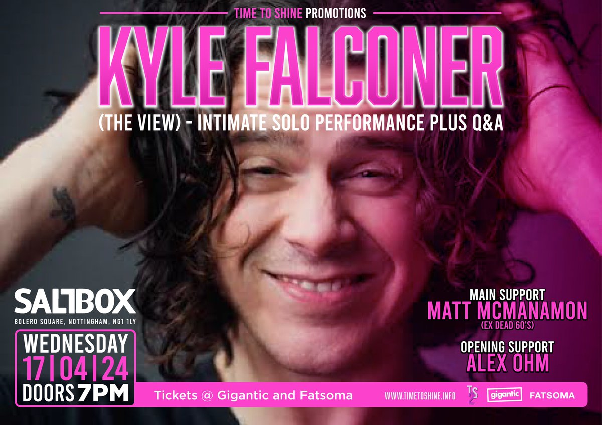 #announcement Delighted to be supporting @KyleFrancisFalc frontman of the mighty ‘The View’ Tickets are on general sale NOW: fatsoma.com/e/e7kjinu0/tim… #youknowthedrill @_time_to_shine_promotions_ @saltboxbar