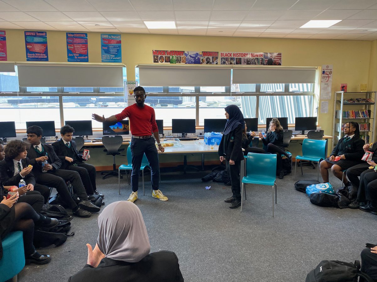 Dukes_AR's tweet photo. Day 3 of Duke's Book Week saw students inspired by the wonderful Jeffrey Boakye. @jeffreykboakye @Dukes_N17 @aldridgeonline @AccReader https://t.co/ox3ZoaolsP