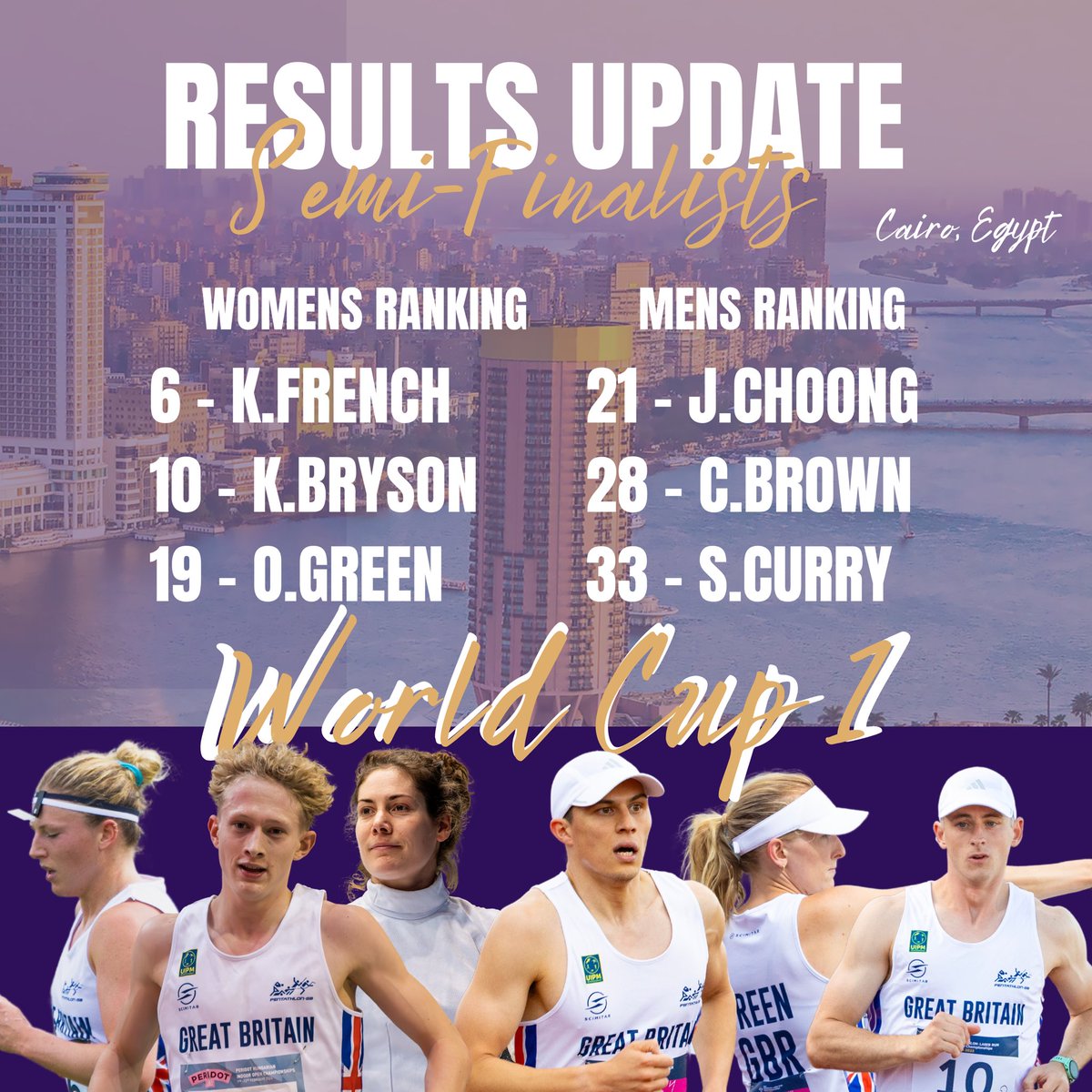 WORLD CUP 1 - 6 Semi-finalists 🤩 6 of our athletes will take part in the semi-finals in Cairo over the next two days! Good Luck team 💪🏻