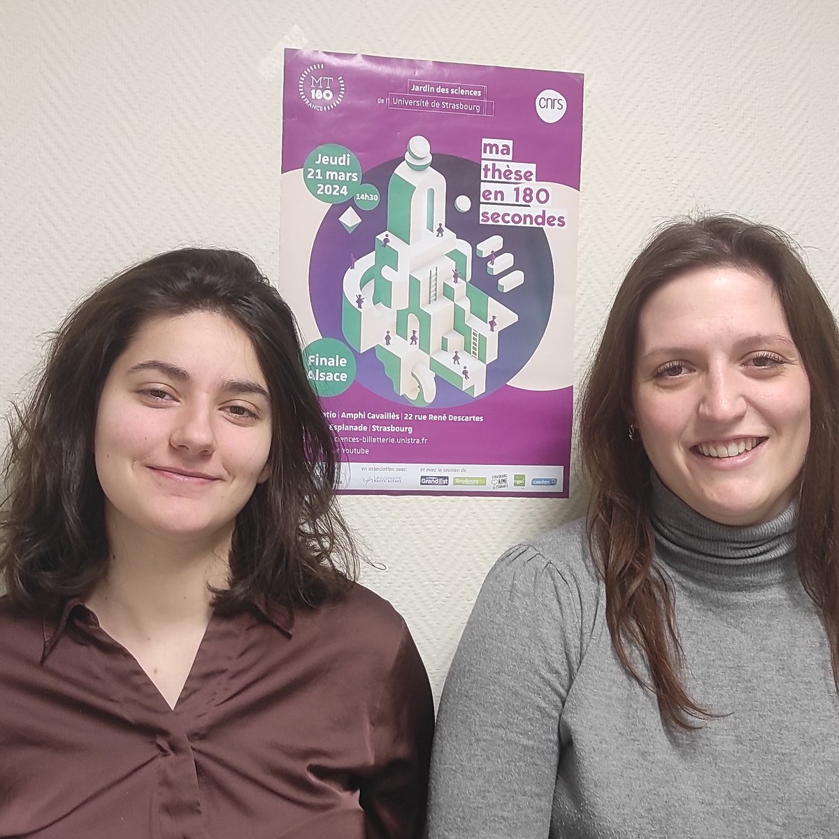 Lundi prochain, Léa et Coralie, présenteront leurs projets de thèse en 3 minutes top chrono ⏲️, lors de la demi-finale régionale MT180.
Bonne chance à elles deux 💪
