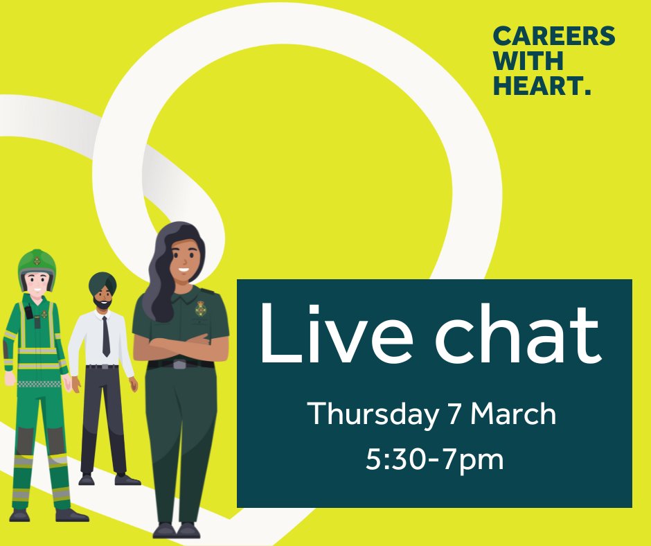 Our next live chat session is today, 5:30-7pm. You can find out more about the roles we have available across all of our services as our expert team will be online to answer all your questions. Join in: nwas.nhs.uk/careers #NationalCareersWeek