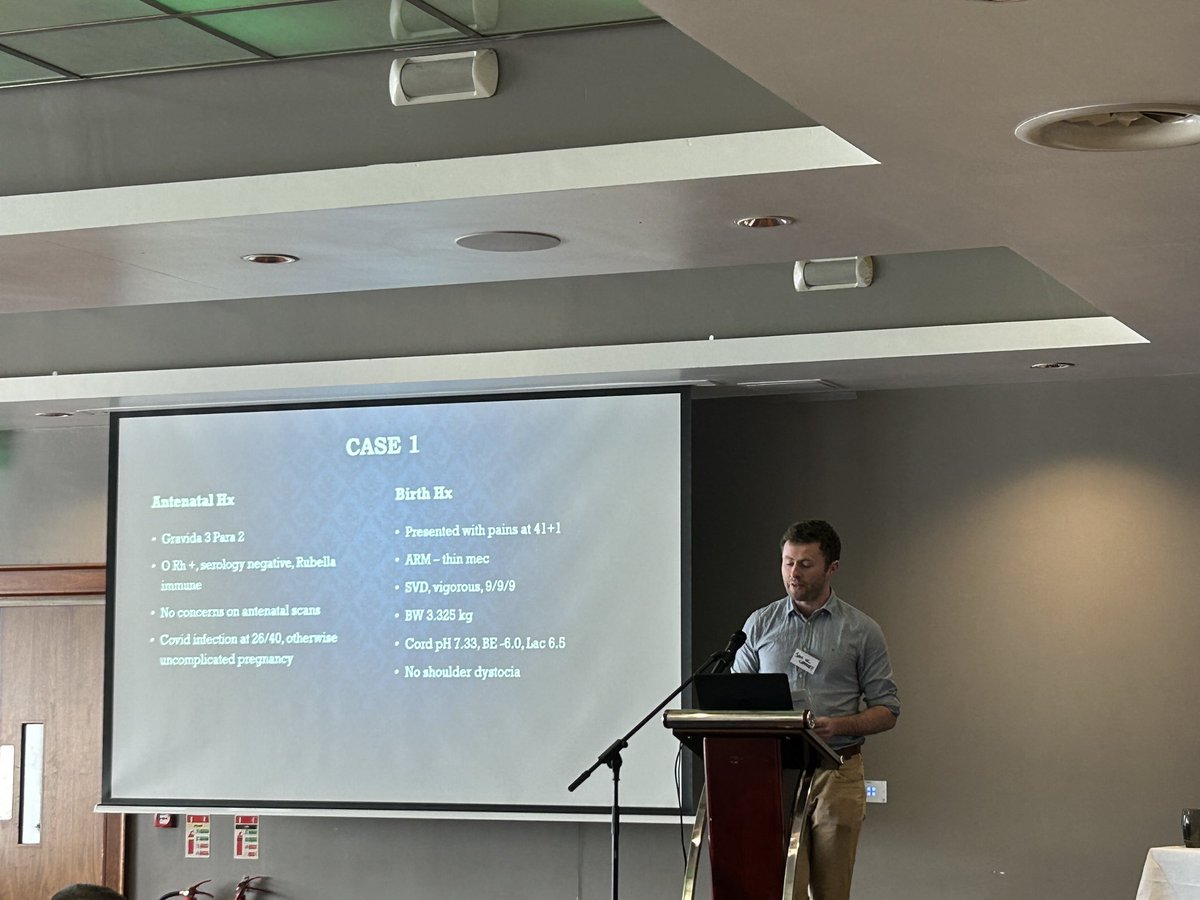 Dr Jack Mc Caffrey presents interesting & challenging cases at the Saolta Neonatal Study Day - great learning for all 👏🏻 👏🏻 @neonatal_uhg @cdprogramme @JeanJamesParis @ainebinchy @saoltagroup @HSELive @JohannesLetshw1 @CarreenP