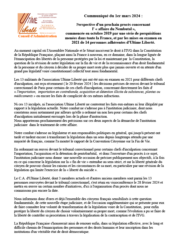 Ultime_Liberte's tweet photo. Communiqué du C.A. de l' association Ultime Liberté
https://t.co/ik3YSa45Wl
version image ci-dessous. https://t.co/9R1FynR6ki