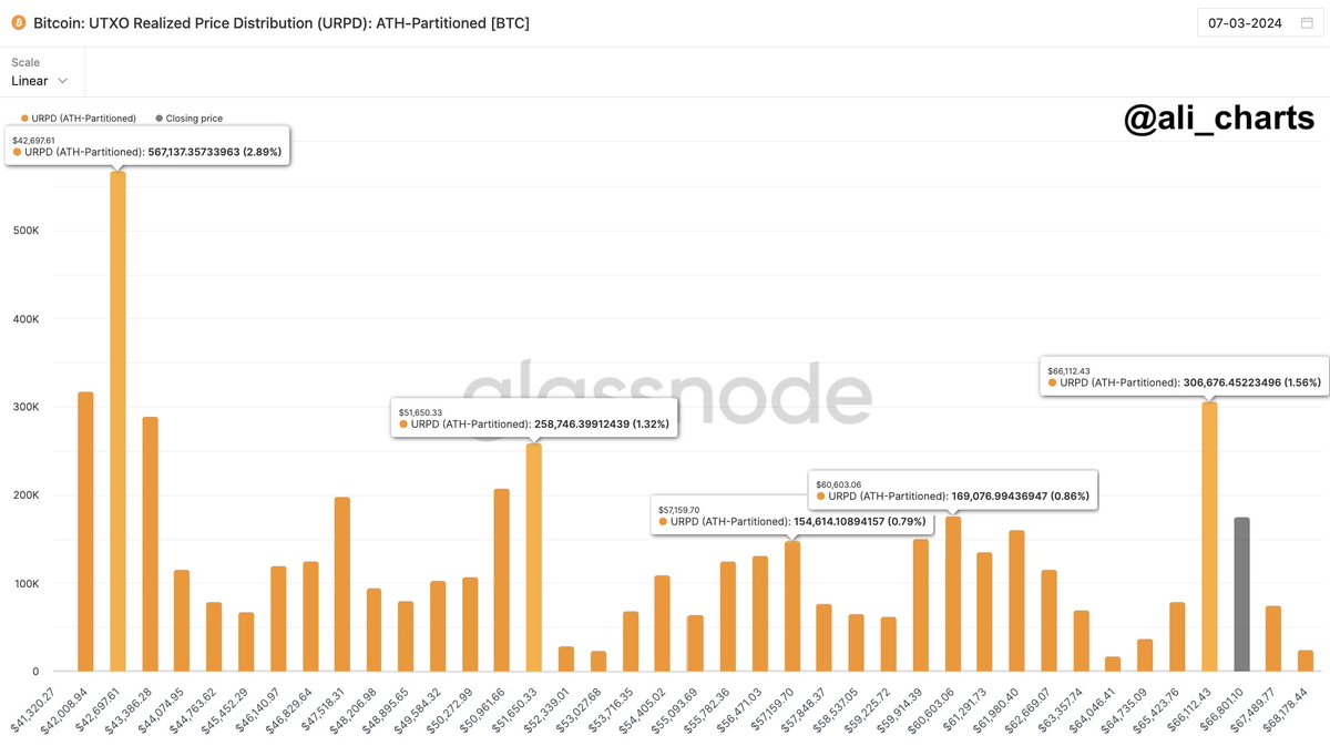 Bitcoin realized price distribution