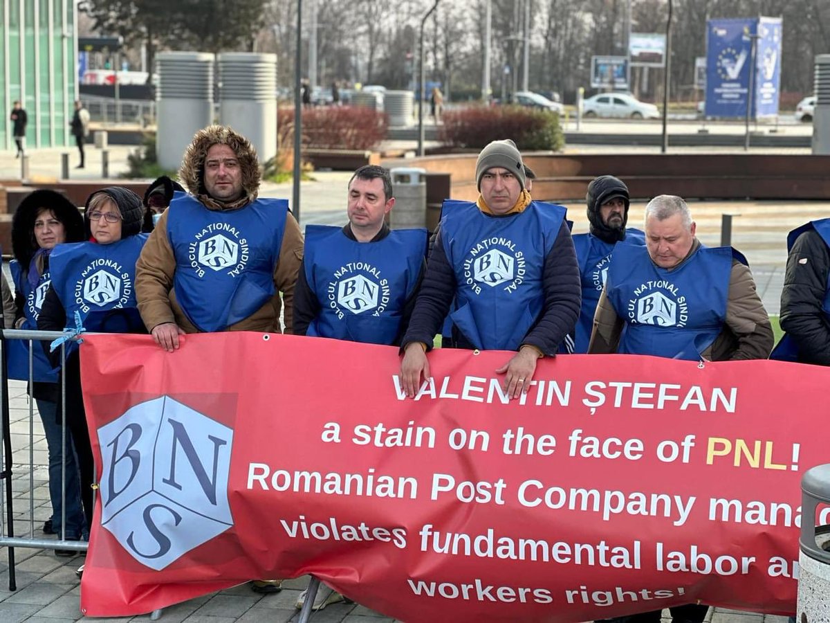 Protest near the EPP congress! Stop abuses of workers and respect the worker rights of the Romanian Post.