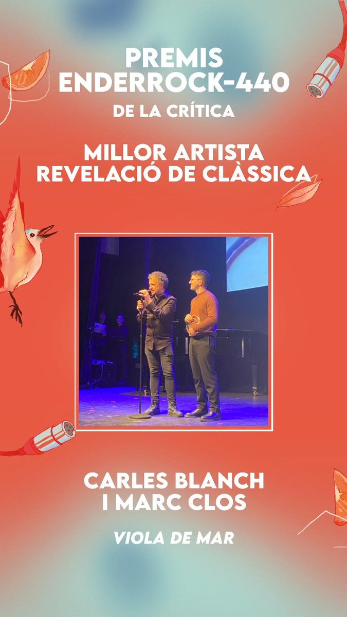 enderrock's tweet photo. @Girona_Cat @alcaldegi @LaMerceGirona Xavier Cester (@icec) entrega els #PremisEnderrock440 de la crítica en l'àmbit de la música clàssica a #CarlesBlanch i #MarcClos —al millor disc revelació de clàssica per 'Viola de Mar'—, i a @QuartetGerhard —millor disc de clàssica per 'Ad Astra'—. https://t.co/hSr18Vtoid https://t.co/9QWUVP8yL5
