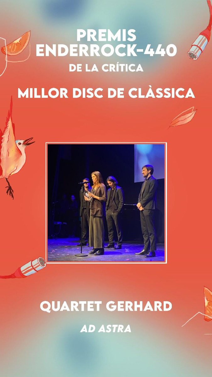 enderrock's tweet photo. @Girona_Cat @alcaldegi @LaMerceGirona Xavier Cester (@icec) entrega els #PremisEnderrock440 de la crítica en l'àmbit de la música clàssica a #CarlesBlanch i #MarcClos —al millor disc revelació de clàssica per 'Viola de Mar'—, i a @QuartetGerhard —millor disc de clàssica per 'Ad Astra'—. https://t.co/hSr18Vtoid https://t.co/9QWUVP8yL5