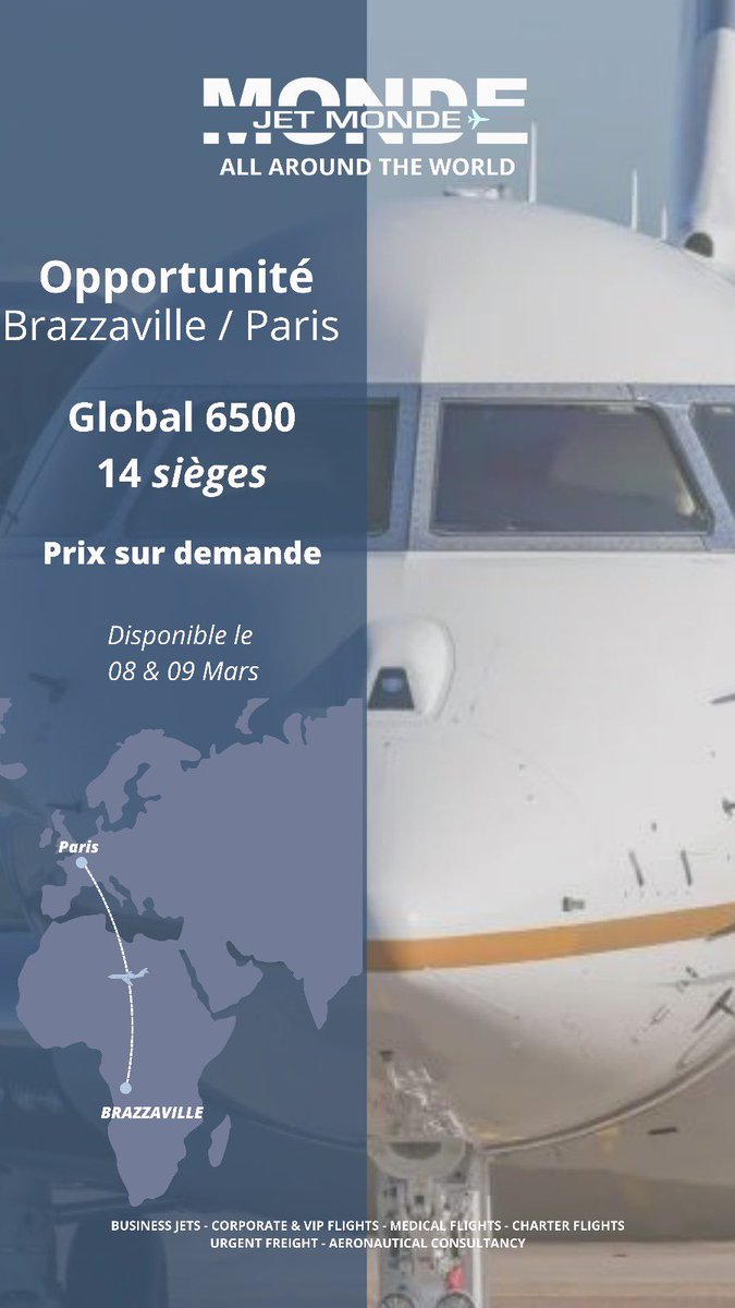 J_MulumbaRDC's tweet image. 🚨 Important 

#jetmonde 
#aviation 
#traveling 
  #jetprivé 

Remontée vide le 08,09 Mars 2024 

BRAZZA-VILLE ——-PARIS 

Intéressé in box 🙏