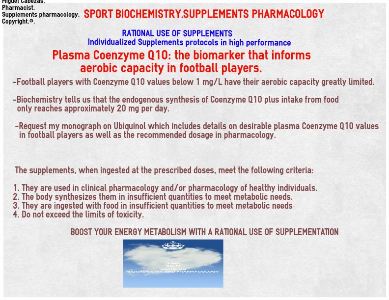 Plasma Coenzyme Q10: Limiting factor of aerobic capacity. #Biochemistry #pharmacology #performance #supplementation