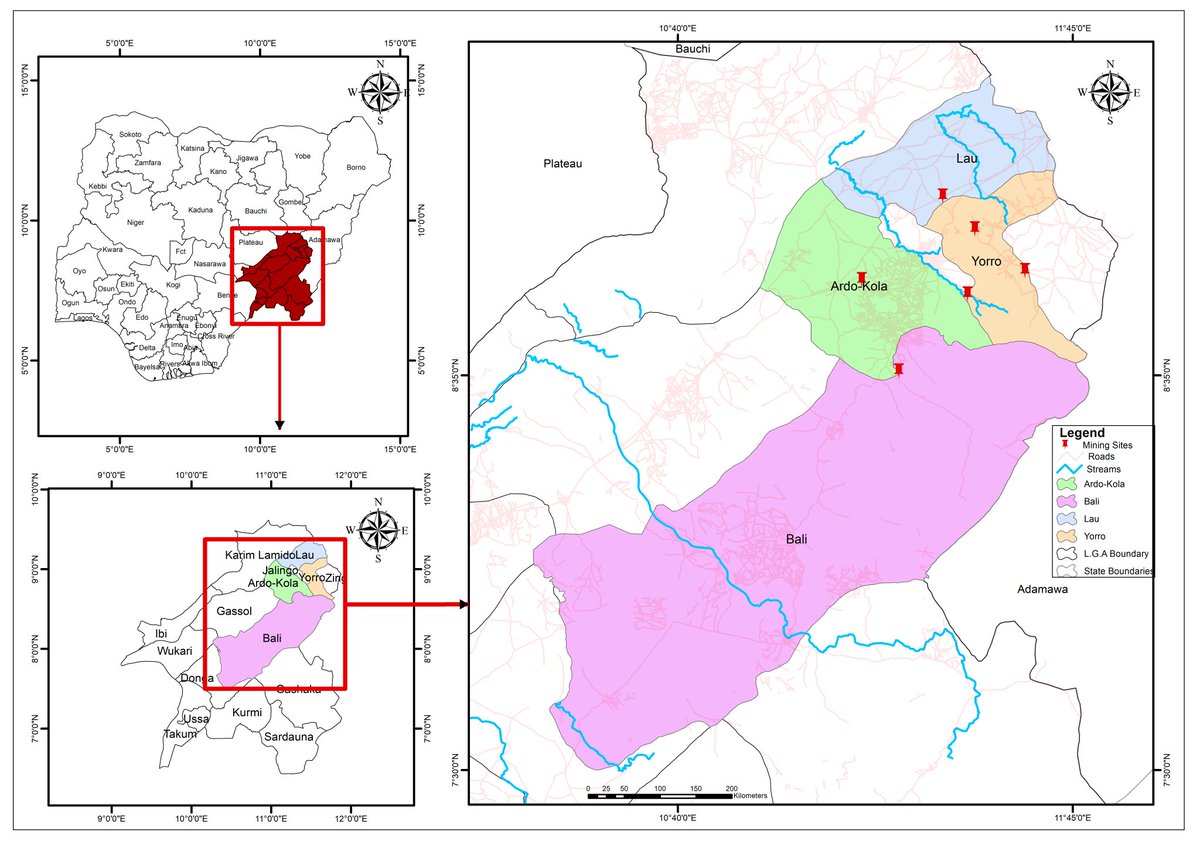 Mining sites in Taraba State.
Tool used: Arcmap 10.8
#geography #mapping #geospatial #ArcMap #maps #Esri #geographymatters