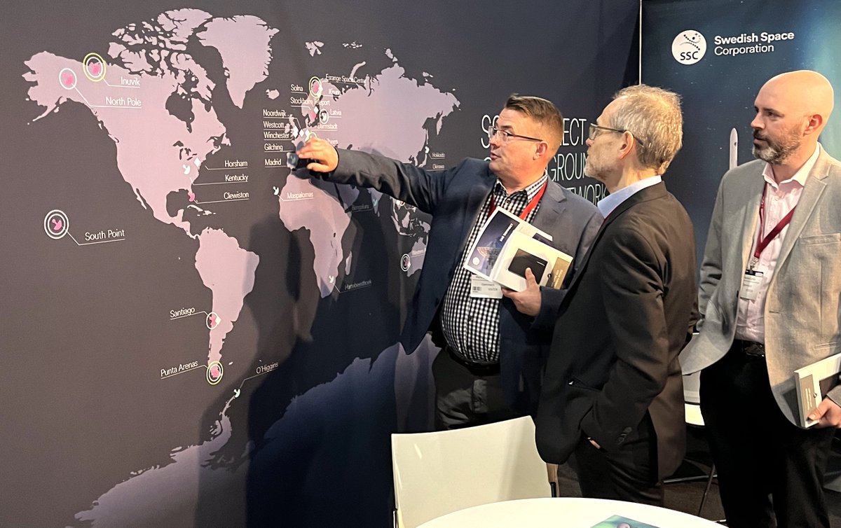 Greetings from this year's @SpaceComExpo at @Farnborough_Int Conference Centre in the UK. From our booth #D9, we're exhibiting and participating in discussions around ground station capabilities and services in the evolving space industry 📡🛰️ #SSCConnect #groundstation #Esrange